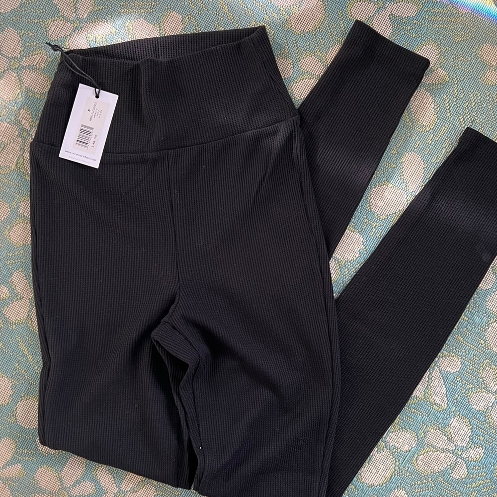 Black Waffle Knit Leggings